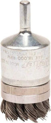 Weiler - 1-1/8" Brush Diam, Knotted, End Brush - 1/4" Diam Shank, 18,000 Max RPM - Exact Tool & Supply