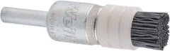 Weiler - 320 Grit, 1/2" Brush Diam,Crimped, End Brush - Extra Fine Grade, 1/4" Diam Shank, 10,000 Max RPM - Exact Tool & Supply
