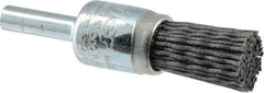 Weiler - 180 Grit, 1/2" Brush Diam, Crimped, End Brush - Very Fine Grade, 1/4" Diam Shank, 10,000 Max RPM - Exact Tool & Supply