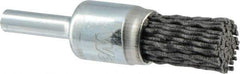 Weiler - 120 Grit, 1/2" Brush Diam, Crimped, End Brush - Fine Grade, 1/4" Diam Shank, 10,000 Max RPM - Exact Tool & Supply
