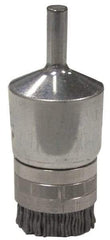 Weiler - 180 Grit, 3/4" Brush Diam, Crimped, End Brush - Very Fine Grade, 1/4" Diam Shank, 10,000 Max RPM - Exact Tool & Supply