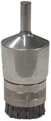 Weiler - 180 Grit, 1" Brush Diam, Crimped, End Brush - Very Fine Grade, 1/4" Diam Shank, 10,000 Max RPM - Exact Tool & Supply