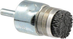 Weiler - 120 Grit, 1" Brush Diam, Crimped, End Brush - Fine Grade, 1/4" Diam Shank, 10,000 Max RPM - Exact Tool & Supply