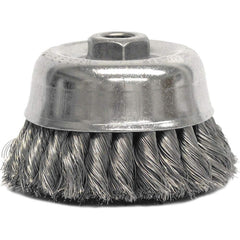 Weiler - Cup Brushes; Brush Diameter (Inch): 4 ; Fill Material: Stainless Steel ; Filament/Wire Diameter (Decimal Inch): 0.0200 ; Wire Type: Knotted ; Arbor Type: Threaded Arbor ; Arbor Hole Thread Size: 5/8-11 - Exact Tool & Supply