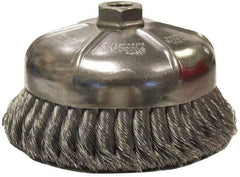 Weiler - 2-3/4" Diam, 3/8-24 Threaded Arbor, Steel Fill Cup Brush - 0.014 Wire Diam, 1" Trim Length, 14,000 Max RPM - Exact Tool & Supply