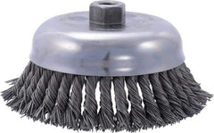 Weiler - 6" Diam, 5/8-11 Threaded Arbor, Steel Fill Cup Brush - 0.035 Wire Diam, 1-5/8" Trim Length, 6,000 Max RPM - Exact Tool & Supply