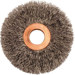 Weiler - 3" OD, 5/8" Arbor Hole, Crimped Steel Wheel Brush - 5/8" Face Width, 15/16" Trim Length, 0.0118" Filament Diam, 20,000 RPM - Exact Tool & Supply
