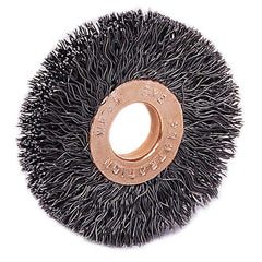 Weiler - Wheel Brushes; Outside Diameter (Inch): 2-1/2 ; Arbor Hole Thread Size: 1/2 ; Wire Type: Crimped Wire ; Fill Material: Stainless Steel ; Face Width (Inch): 1/2 ; Trim Length (Inch): 3/4 - Exact Tool & Supply