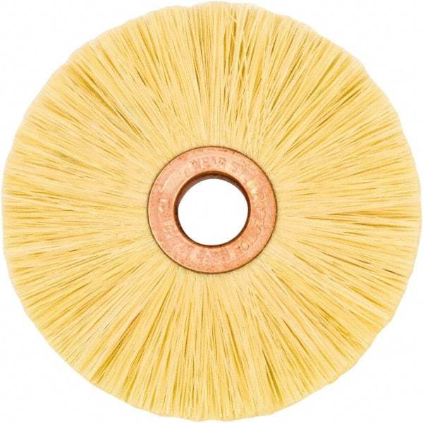 Weiler - 3" OD, 1/2" Arbor Hole, Natural Fiber Wheel Brush - 1/2" Face Width, 1" Trim Length, 20,000 RPM - Exact Tool & Supply