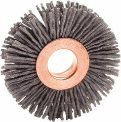 Weiler - 2" OD, 1/2" Arbor Hole, Nylon Wheel Brush - 3/8" Face Width, 1/2" Trim Length, 0.04" Filament Diam, 10,000 RPM - Exact Tool & Supply