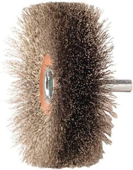 Weiler - 3" OD, 1/4" Shank Diam, Crimped Stainless Steel Wheel Brush - 1" Face Width, 15/16" Trim Length, 0.008" Filament Diam, 20,000 RPM - Exact Tool & Supply