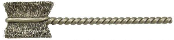 Weiler - 1" Diam Flat Steel Tube Brush - 0.005" Filament Diam, 5/8" Brush Length, 2-1/4" OAL, 1/8" Diam Shank - Exact Tool & Supply