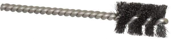 Weiler - 5/8" Diam Helical Steel Tube Brush - 0.005" Filament Diam, 1" Brush Length, 3-1/2" OAL, 3/16" Diam Stainless Steel Shank - Exact Tool & Supply