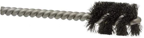 Weiler - 3/4" Diam Helical Steel Tube Brush - 0.006" Filament Diam, 1" Brush Length, 3-1/2" OAL, 7/32" Diam Stainless Steel Shank - Exact Tool & Supply