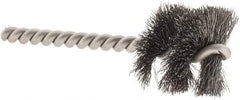 Weiler - 1-1/8" Diam Helical Steel Tube Brush - 0.008" Filament Diam, 1" Brush Length, 3-1/2" OAL, 1/4" Diam Stainless Steel Shank - Exact Tool & Supply