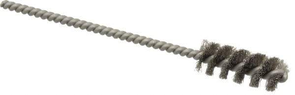 Weiler - 3/8" Diam Helical Stainless Steel Tube Brush - 0.004" Filament Diam, 1" Brush Length, 3-1/2" OAL, 1/8" Diam Stainless Steel Shank - Exact Tool & Supply