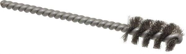 Weiler - 1/2" Diam Helical Stainless Steel Tube Brush - 0.005" Filament Diam, 1" Brush Length, 3-1/2" OAL, 3/16" Diam Stainless Steel Shank - Exact Tool & Supply