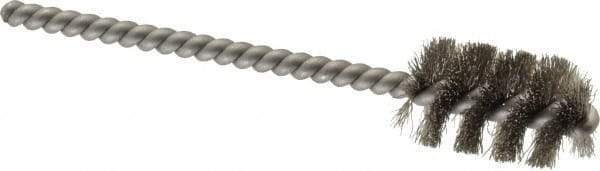 Weiler - 5/8" Diam Helical Stainless Steel Tube Brush - 0.005" Filament Diam, 1" Brush Length, 3-1/2" OAL, 3/16" Diam Stainless Steel Shank - Exact Tool & Supply
