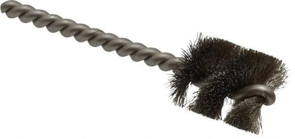 Weiler - 7/8" Diam Helical Stainless Steel Tube Brush - 0.006" Filament Diam, 1" Brush Length, 3-1/2" OAL, 7/32" Diam Stainless Steel Shank - Exact Tool & Supply