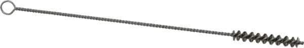 Weiler - 1-1/2" Long x 1/4" Diam Steel Hand Tube Brush - Single Spiral, 7" OAL, 0.003" Wire Diam, 3/32" Shank Diam - Exact Tool & Supply