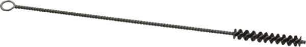 Weiler - 1-1/2" Long x 1/4" Diam Steel Hand Tube Brush - Single Spiral, 7" OAL, 0.005" Wire Diam, 3/32" Shank Diam - Exact Tool & Supply