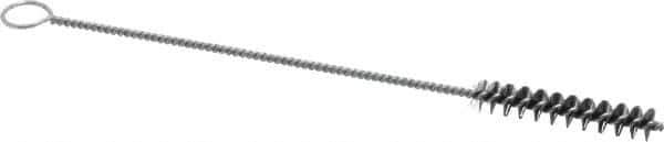 Weiler - 2" Long x 3/8" Diam Steel Hand Tube Brush - Single Spiral, 8" OAL, 0.006" Wire Diam, 1/8" Shank Diam - Exact Tool & Supply