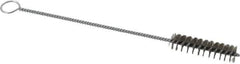 Weiler - 2" Long x 1/2" Diam Steel Hand Tube Brush - Single Spiral, 8" OAL, 0.004" Wire Diam, 1/8" Shank Diam - Exact Tool & Supply