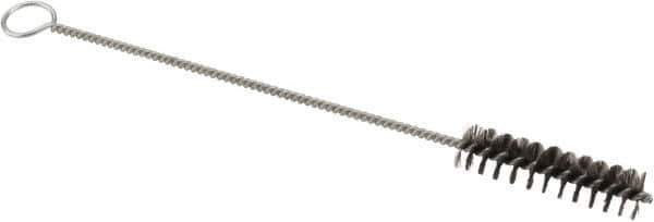 Weiler - 2" Long x 1/2" Diam Steel Hand Tube Brush - Single Spiral, 8" OAL, 0.006" Wire Diam, 1/8" Shank Diam - Exact Tool & Supply