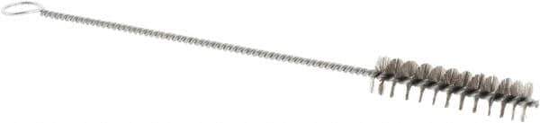 Weiler - 2" Long x 1/2" Diam Stainless Steel Hand Tube Brush - Single Spiral, 8" OAL, 0.004" Wire Diam, 1/8" Shank Diam - Exact Tool & Supply