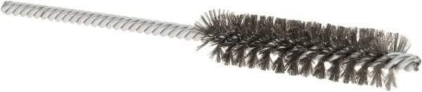 Weiler - 1/2" Diam Helical Steel Tube Brush - Double Spiral, 0.004" Filament Diam, 2" Brush Length, 5" OAL, 5/32" Diam Shank - Exact Tool & Supply
