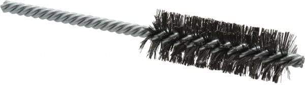 Weiler - 7/8" Diam Helical Steel Tube Brush - Double Spiral, 0.0104" Filament Diam, 2-1/2" Brush Length, 5-1/2" OAL, 1/4" Diam Shank - Exact Tool & Supply