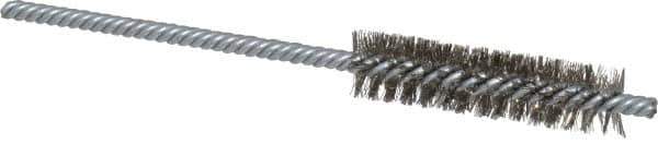 Weiler - 1/2" Diam Helical Stainless Steel Tube Brush - Double Spiral, 0.006" Filament Diam, 2" Brush Length, 5" OAL, 5/32" Diam Shank - Exact Tool & Supply