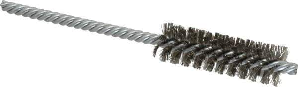 Weiler - 5/8" Diam Helical Stainless Steel Tube Brush - Double Spiral, 0.005" Filament Diam, 2" Brush Length, 5" OAL, 7/32" Diam Shank - Exact Tool & Supply