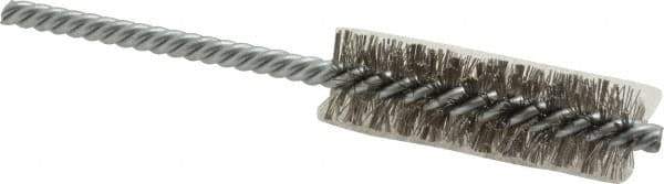Weiler - 3/4" Diam Helical Stainless Steel Tube Brush - Double Spiral, 0.0104" Filament Diam, 2-1/2" Brush Length, 5-1/2" OAL, 1/4" Diam Shank - Exact Tool & Supply