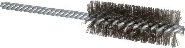 Weiler - 1" Diam Helical Stainless Steel Tube Brush - Double Spiral, 0.006" Filament Diam, 2-1/2" Brush Length, 5-1/2" OAL, 1/4" Diam Shank - Exact Tool & Supply