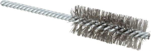 Weiler - 1" Diam Helical Stainless Steel Tube Brush - Double Spiral, 0.0104" Filament Diam, 2-1/2" Brush Length, 5-1/2" OAL, 1/4" Diam Shank - Exact Tool & Supply