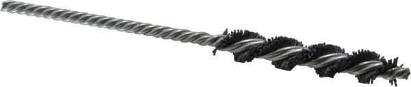 Weiler - 3/8" Diam Helical Nylon Tube Brush - Single Spiral, 0.022" Filament Diam, 2" Brush Length, 5" OAL, 5/32" Diam Shank - Exact Tool & Supply