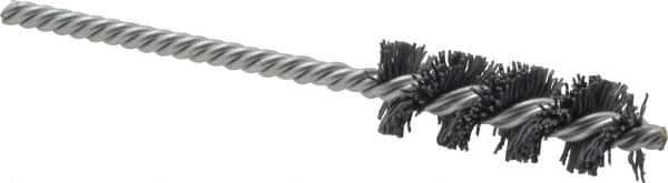 Weiler - 11/16" Diam Helical Nylon Tube Brush - Single Spiral, 0.022" Filament Diam, 2" Brush Length, 5" OAL, 7/32" Diam Shank - Exact Tool & Supply