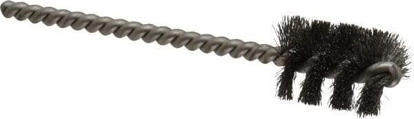Weiler - 11/16" Diam Helical Steel Tube Brush - 0.005" Filament Diam, 1" Brush Length, 3-1/2" OAL, 3/16" Diam Stainless Steel Shank - Exact Tool & Supply