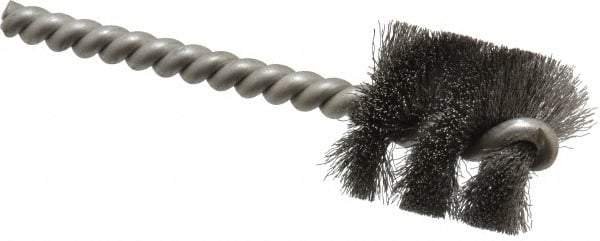 Weiler - 1" Diam Helical Steel Tube Brush - 0.005" Filament Diam, 1" Brush Length, 3-1/2" OAL, 1/4" Diam Stainless Steel Shank - Exact Tool & Supply
