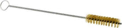 Weiler - 2" Long x 1/2" Diam Brass Hand Tube Brush - Single Spiral, 8" OAL, 0.004" Wire Diam, 1/8" Shank Diam - Exact Tool & Supply