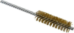 Weiler - 3/4" Diam Helical Brass Tube Brush - Double Spiral, 0.006" Filament Diam, 2-1/2" Brush Length, 5-1/2" OAL, 1/4" Diam Shank - Exact Tool & Supply