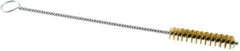 Weiler - 2" Long x 3/8" Diam Brass Hand Tube Brush - Single Spiral, 8" OAL, 0.004" Wire Diam, 1/8" Shank Diam - Exact Tool & Supply