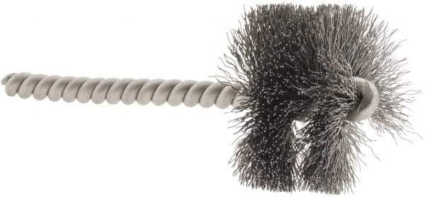 Weiler - 1-1/2" Diam Helical Steel Tube Brush - 0.008" Filament Diam, 1" Brush Length, 3-1/2" OAL, 1/4" Diam Stainless Steel Shank - Exact Tool & Supply
