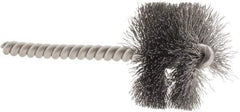 Weiler - 1-1/2" Diam Helical Steel Tube Brush - 0.008" Filament Diam, 1" Brush Length, 3-1/2" OAL, 1/4" Diam Stainless Steel Shank - Exact Tool & Supply