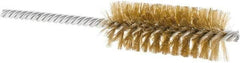 Weiler - 1" Diam Helical Brass Tube Brush - Double Spiral, 0.006" Filament Diam, 2-1/2" Brush Length, 5-1/2" OAL, 1/4" Diam Shank - Exact Tool & Supply