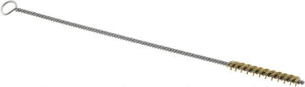 Weiler - 1-1/2" Long x 3/16" Diam Brass Hand Tube Brush - Single Spiral, 7" OAL, 0.003" Wire Diam, 3/32" Shank Diam - Exact Tool & Supply