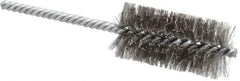 Weiler - 1-1/4" Diam Helical Stainless Steel Tube Brush - Double Spiral, 0.006" Filament Diam, 2-1/2" Brush Length, 5-1/2" OAL, 1/4" Diam Shank - Exact Tool & Supply