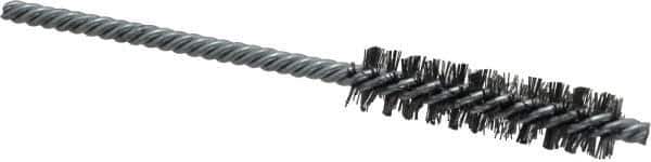Weiler - 1/2" Diam Helical Steel Tube Brush - Double Spiral, 0.0104" Filament Diam, 2" Brush Length, 5" OAL, 5/32" Diam Shank - Exact Tool & Supply