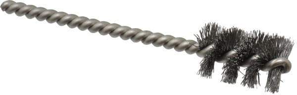 Weiler - 5/8" Diam Helical Steel Tube Brush - 0.008" Filament Diam, 1" Brush Length, 3-1/2" OAL, 3/16" Diam Stainless Steel Shank - Exact Tool & Supply